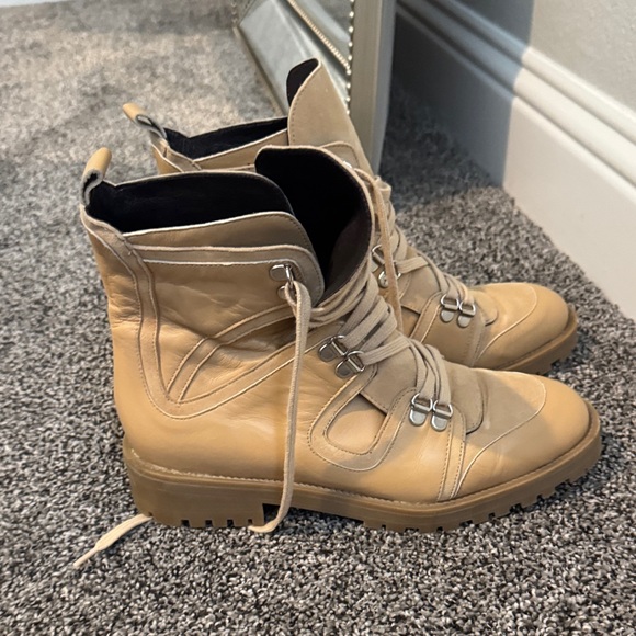 Anthropologie Beige Lace-Up Combat Boots - Picture 4 of 5